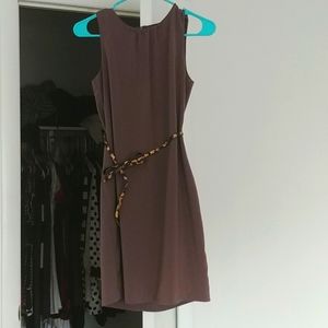 Taupe belted dress